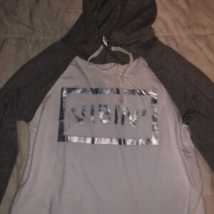 Vibin Gray and White Hoodie